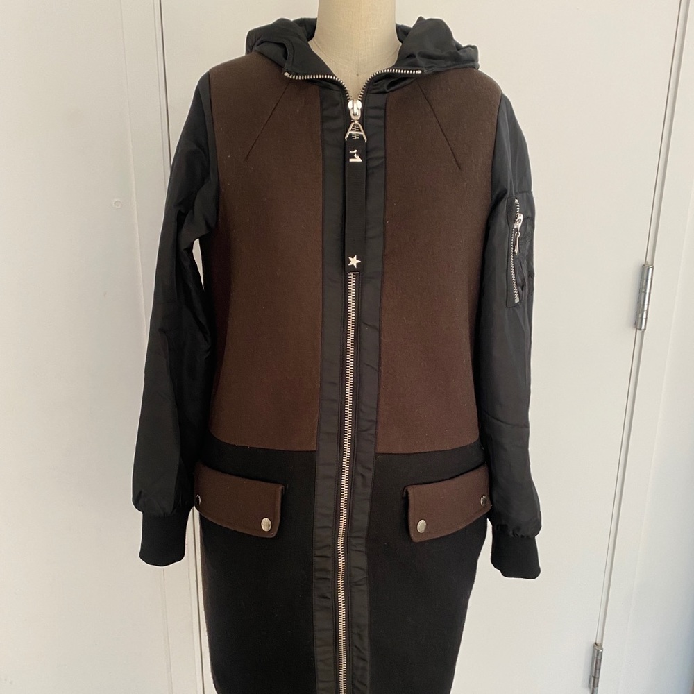 Oversized full length utility zip coat